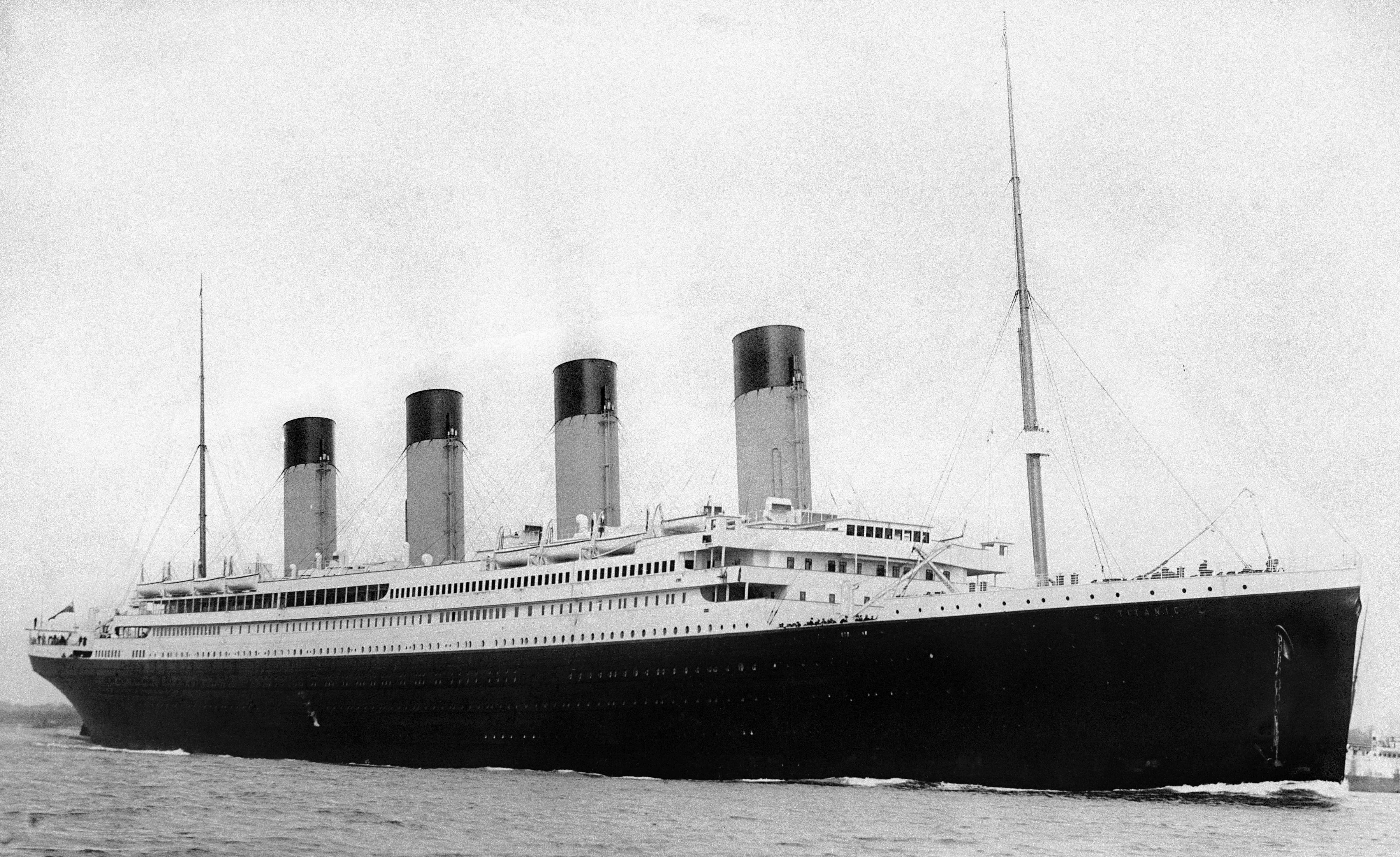 Historic photograph of RMS Titanic departing Southampton on April 10, 1912.
