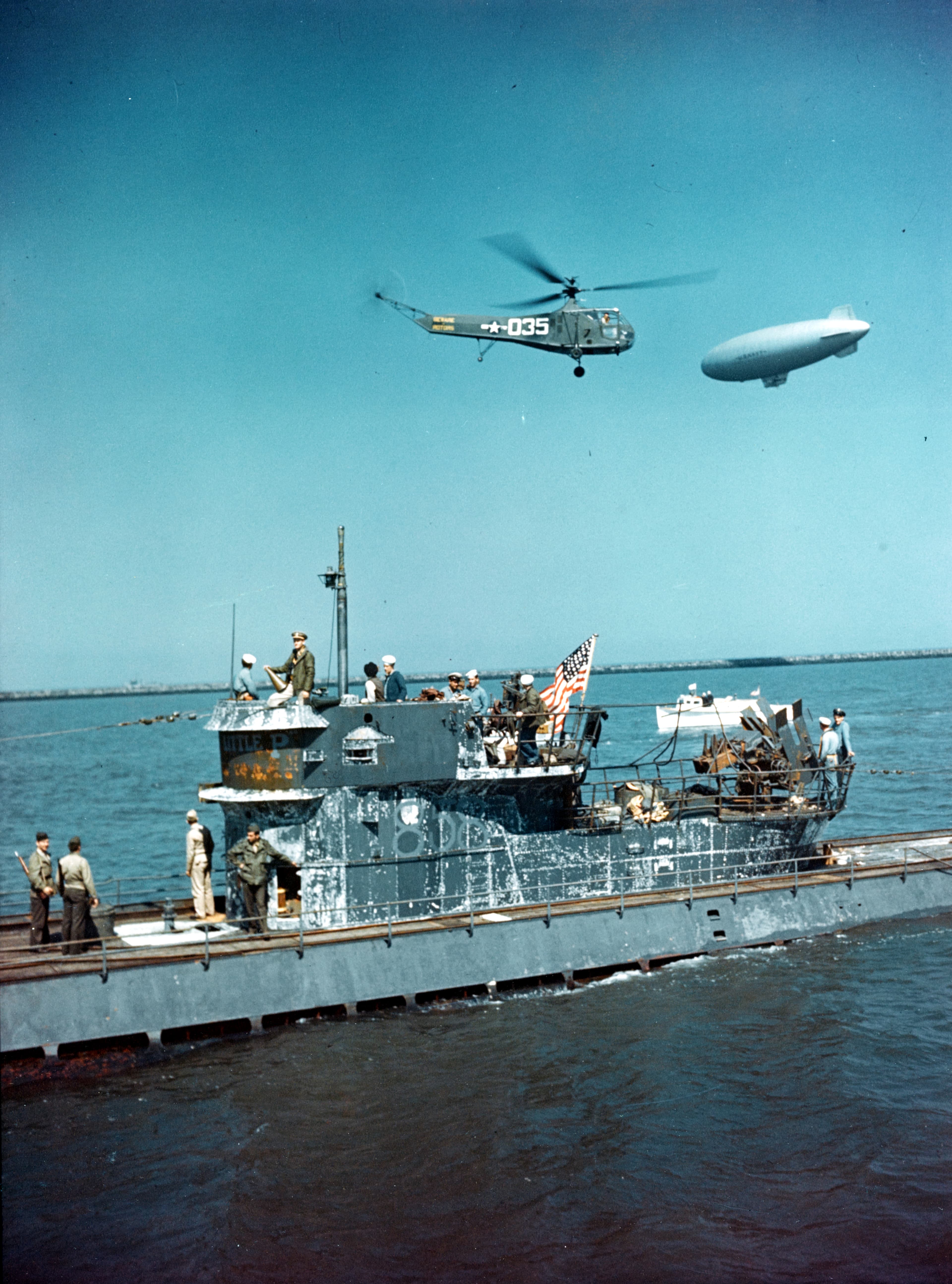 Official U.S. Navy photograph of German Type IXC/40 submarine U-858 after its May 1945 surrender.